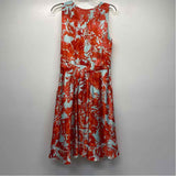Banana Republic Size 8-M Women's Red-Aqua Pattern Fit And Flare Dress