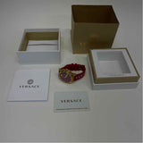 Versace Gold-Red Signature Stainless Steel Round Watch
