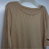 Soft Surroundings Size Xl Women's Brown-White Stripe Crew Neck Long Sleeve Top
