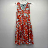 Banana Republic Size 8-M Women's Red-Aqua Pattern Fit And Flare Dress