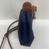 Longchamp Navy-Brown Fabric Colorblock Satchel Handbag