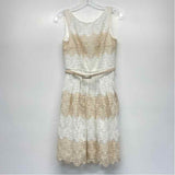 White House Black Market Size 0-XS Women's Tan-White Stripe Fit And Flare Dress