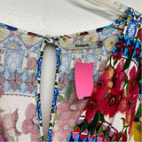 Desigual Size S Women's White-Multicolor Floral Faux Wrap Dress
