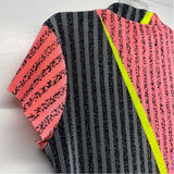 Jamie Sadock Size M Women's Peach-Multi Patchwork Zip Mock Neck Short Sleeve Top