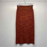 Maeve-Anthropologie Size M- (6-8) Women's Orange-Multi Pattern Pencil-3/4 Skirt