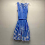 Anne Klein Size 10-M Women's Blue-White Pattern Sleeveless Fit And Flare Dress