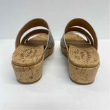 Kork-Ease Size 7 Women's Silver Shimmer Wedge Sandals