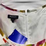 Worth Size 6-S Women's White-Multicolor Pattern Sheath Dress