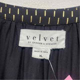 Velvet by Graham Spencer Size Xl Women's Black-Gold Pattern V Neck Blouse
