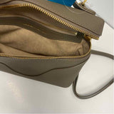Oleada Mini Anchor Taupe Leather Pebbled Crossbody Handbag