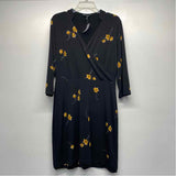 White House Black Market Size 12 Women's Black-Multi Floral Faux Wrap Dress