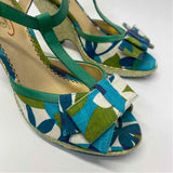 Poetic License Size 38-7 Women's Teal-Multi Pattern Heel Shoes