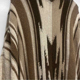 Lauren Jeans Size L Women's Beige-Brown Stripe Wrap Poncho-Cape