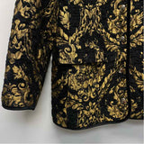 Chico's Women's Size 3-XL Black-Gold Pattern Button Up Jacket