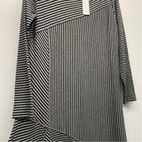 Soft Surroundings Size L Women's Gray-Black Stripe Maxi Dress