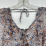 Tulle Size Xl Women's Blue-Multi Pattern Short Sleeve Dress