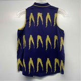 Jamie Sadock Size M Women's Navy-Yellow Pattern Zip Neck Sleeveless Top