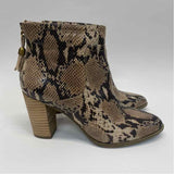 Anne Klein Size 7.5 Women's Beige-Brown Animal Print Ankle Booties