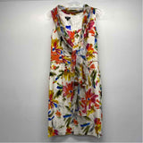 Worth Size 6-S Women's White-Multicolor Pattern Sheath Dress