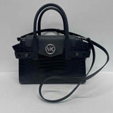 Michael Kors Black Leather Animal Print Satchel Handbag