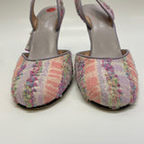 Bebe Size 6.5 Women's Purple-Multicolor Textured High Heel - Slingback Heels