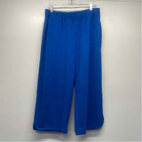 Title Nine Size L-12 Women's Royal Blue Textured Elastic Waist Wide Leg Capri