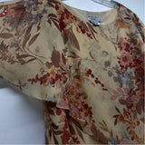 Adrianna Papell Size 20-2x Women's Cream-Multi Floral Pullover Short Sleeve Top