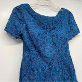 JJ's House Size XS Women's Blue Embellished Mesh Fit And Flare Dress