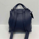 Levenger Navy Leather Solid Backpack Handbag