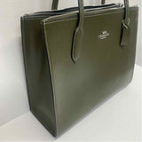 Coach Green Leather Solid Tote Handbag