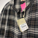 Faherty Size Xl Women's Black-White Plaid Button Up Blouse