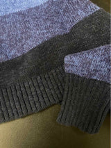 LL Bean Size L Women's Blue-White Stripe Mock Neck Pullover Sweater