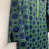 Gretchen Scott Size M-L Women's Navy-Green Geometric Shift Dress