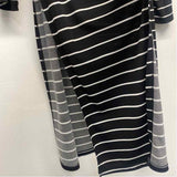 Mariel Size S-M Women's Black-White Stripe Maxi-Open Front Long Sleeve Top