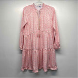 Cabana Life Size S Women's Red-White Geometric Long Sleeve Dress
