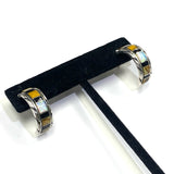 Sterling Silver hoop opal, tiggers eye and black onyx set in sterling earrings