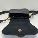 Polo by Ralph Lauren Black Leather Pebbled Crossbody Saddle Handbag