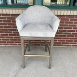Frontgate Swivel Gray Velvet Bar Height Solid Stool