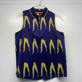 Jamie Sadock Size M Women's Navy-Yellow Pattern Zip Neck Sleeveless Top