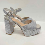 Antonio Melani Size 6.5 Women's Silver Rhinestone Platform Shoes