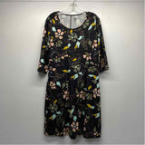 Title Nine Size Xl Women's Black-Multi Floral 3/4 Sleeve Dress