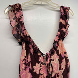 Intimately Free People Size L Women's Burgundy-Pink Pattern Maxi Dress