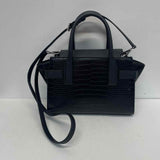 Michael Kors Black Leather Animal Print Satchel Handbag