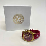 Versace Gold-Red Signature Stainless Steel Round Watch