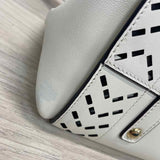 Salvatore Ferragamo Cream Leather Cutout Satchel Handbag