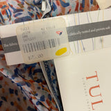 Tulle Size Xl Women's Blue-Multi Pattern Short Sleeve Dress