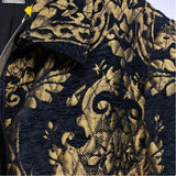 Chico's Women's Size 3-XL Black-Gold Pattern Button Up Jacket