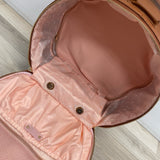 Smart Birdy Cognac Faux Leather Solid Round Suitcase