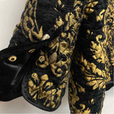 Chico's Women's Size 3-XL Black-Gold Pattern Button Up Jacket