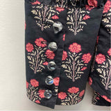 Tuckernuck Size M Women's Black-Multi Floral Pullover Blouse